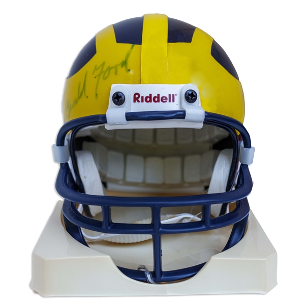 Gerald Ford Signed University of Michigan Miniature Football Helmet